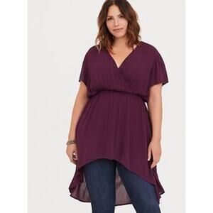 Torrid Burgundy Maroon Gauzy Hi Lo Tunic Size 2x